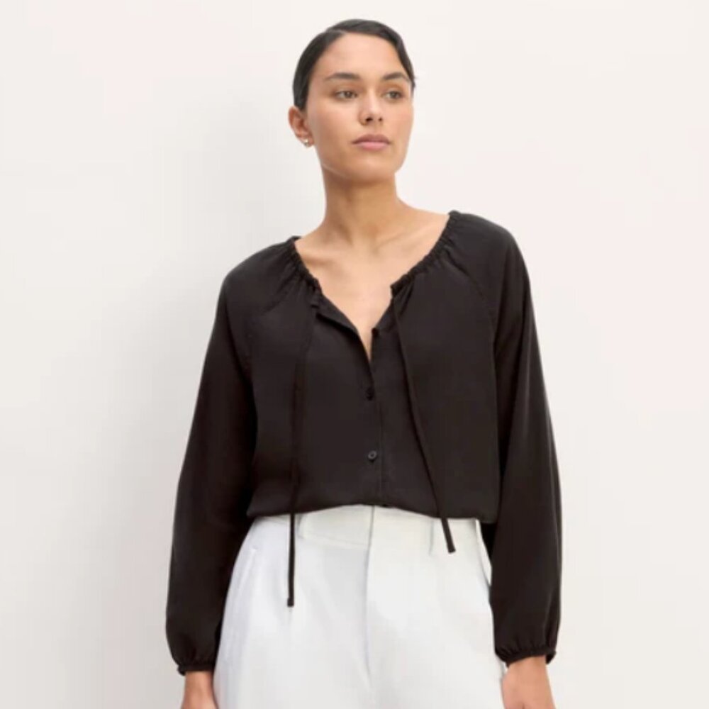 Everlane - The Gathered Shirt in Butterlite - Black - Size S - New with Tags!